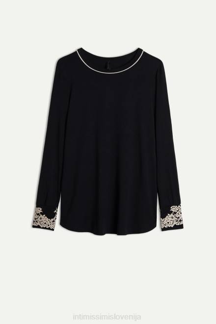 Intimissimi ženske 9887-črna/slonokoščena oblačila 2R8X1656 modalni top s čudovitimi rožami