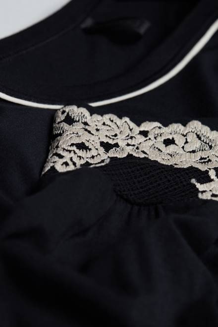 Intimissimi ženske 9887-črna/slonokoščena oblačila 2R8X1656 modalni top s čudovitimi rožami