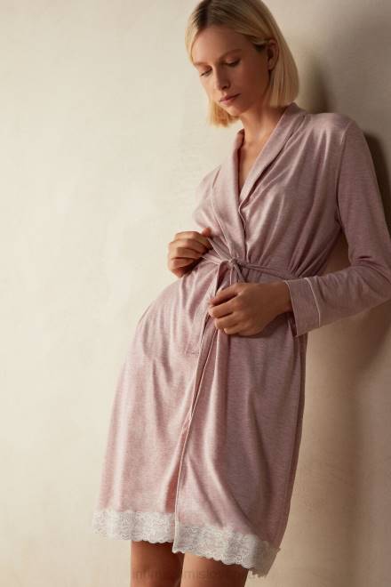 Intimissimi ženske 008j-svetlo roza melange oblačila 2R8X1596 ogrinjalo iz modala s čipkastim detajlom