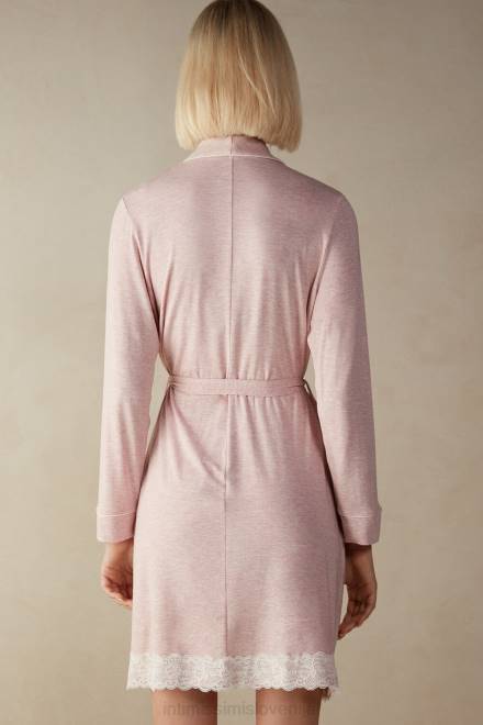 Intimissimi ženske 008j-svetlo roza melange oblačila 2R8X1596 ogrinjalo iz modala s čipkastim detajlom