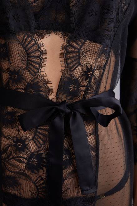 Intimissimi ženske 019-črna oblačila 2R8X1498 toaletna obleka s čutnimi cvetovi plumetis iz tila in čipke