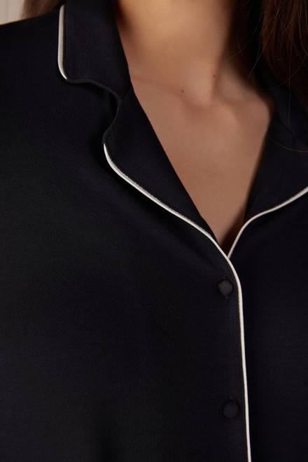 Intimissimi ženske 019-črna oblačila 2R8X1536 modalni top s kratkimi rokavi in ​​gumbi