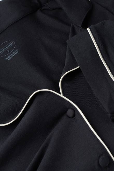 Intimissimi ženske 019-črna oblačila 2R8X1536 modalni top s kratkimi rokavi in ​​gumbi