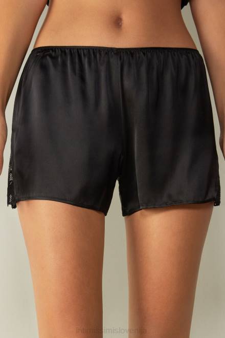 Intimissimi ženske 019-črna oblačila 2R8X1640 svilene kratke hlače z lepimi rožami