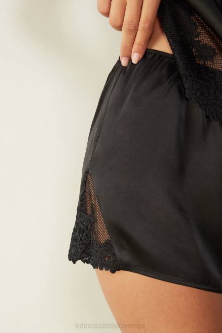 Intimissimi ženske 019-črna oblačila 2R8X1640 svilene kratke hlače z lepimi rožami