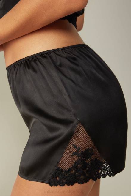 Intimissimi ženske 019-črna oblačila 2R8X1640 svilene kratke hlače z lepimi rožami