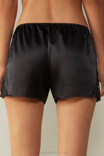 Intimissimi ženske 019-črna oblačila 2R8X1640 svilene kratke hlače z lepimi rožami