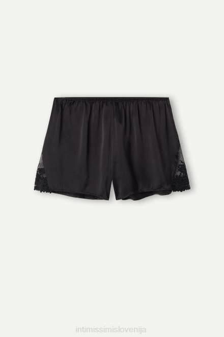 Intimissimi ženske 019-črna oblačila 2R8X1640 svilene kratke hlače z lepimi rožami