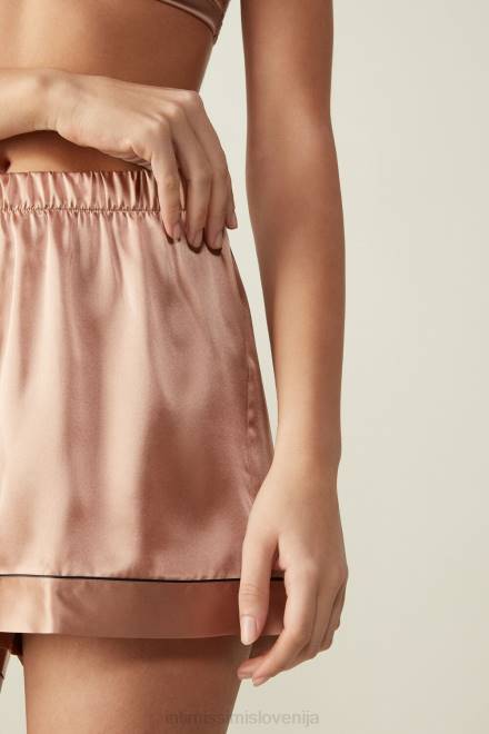 Intimissimi ženske 163i-saten roza oblačila 2R8X1646 svilene kratke hlače s kontrastno obrobo