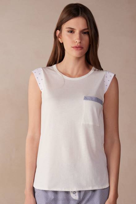 Intimissimi ženske 2127-prašno bela oblačila 2R8X1509 santorini view ultrafresh top iz bombažnega telovnika Supima