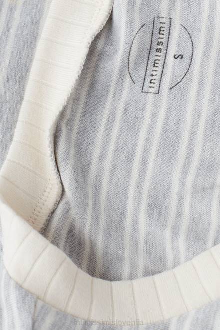 Intimissimi ženske 224j-siva melanž/vanilija bež črta oblačila 2R8X1560 prosti nedeljski top s kratkimi rokavi