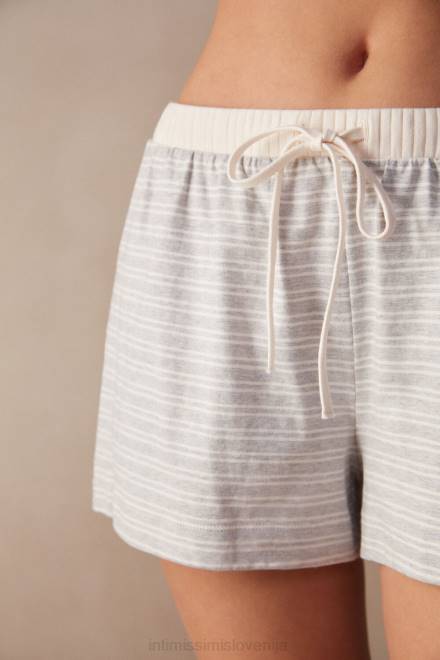 Intimissimi ženske 224j-siva melanž/vanilija bež črta oblačila 2R8X1562 priložnostne nedeljske kratke hlače