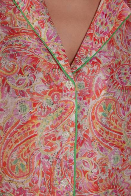 Intimissimi ženske 240j-poletni tisk iz kašmirja oblačila 2R8X1512 poletna lanena srajca s kratkimi rokavi