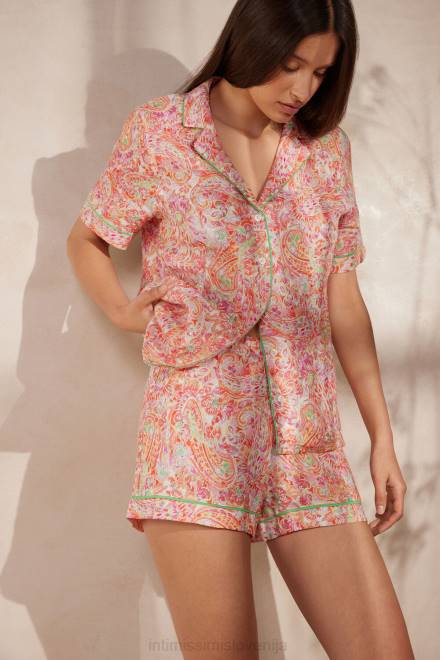 Intimissimi ženske 240j-poletni tisk iz kašmirja oblačila 2R8X1514 poletne potovalne lanene kratke hlače