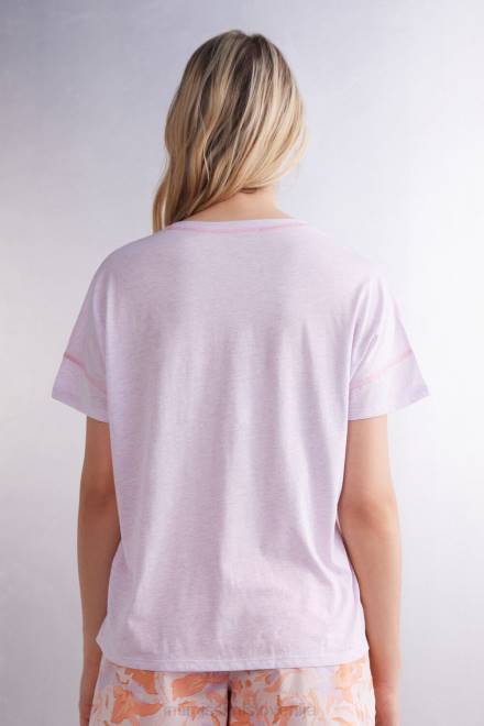 Intimissimi ženske 3059-bianco oblačila 2R8X1517 bombažna majica supima s kratkimi rokavi v barvi irisa in marelice