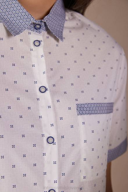 Intimissimi ženske 317j-santorini-tisk prašno bela oblačila 2R8X1507 bombažna srajca s kratkimi rokavi santorini view