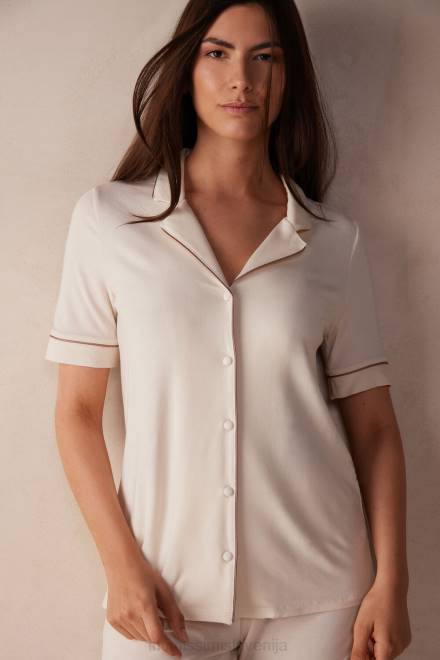 Intimissimi ženske 612i-vanilija slonokoščena oblačila 2R8X1525 modalni top s kratkimi rokavi in ​​gumbi