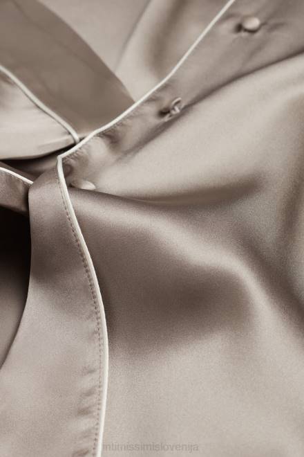 Intimissimi ženske 651i-pudrasto bež oblačila 2R8X1638 satenasta srajca s kratkimi rokavi in ​​kontrastno obrobo