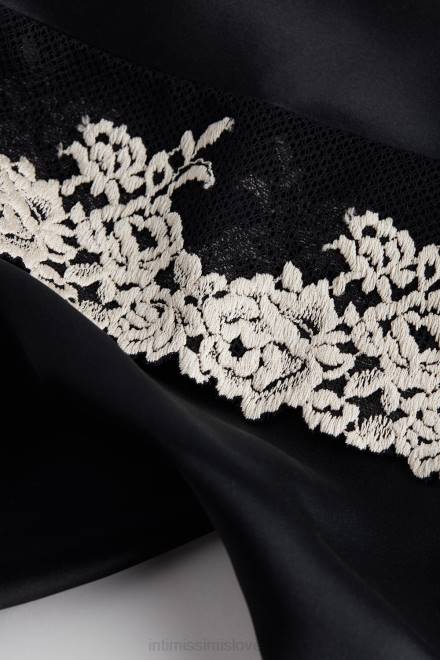 Intimissimi ženske 9887-črna/slonokoščena oblačila 2R8X1416 svilen top z lepimi rožicami in naramnicami