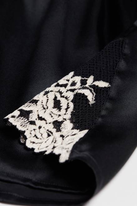 Intimissimi ženske 9887-črna/slonokoščena oblačila 2R8X1661 svilene kratke hlače z lepimi rožami