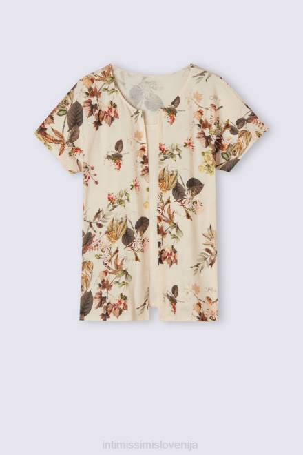 Intimissimi ženske 999i-st.jesenska botanika oblačila 2R8X1505 jesenski botanični bombažni top s kratkimi rokavi ultrafresh supima