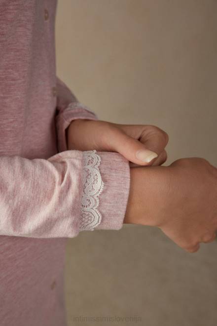 Intimissimi ženske 008j-svetlo roza melange oblačila 2R8X1618 spalna srajca na gumbe spredaj s čipkastim detajlom