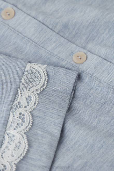 Intimissimi ženske 009j-svetlo modra melanž oblačila 2R8X1541 spalna srajca na gumbe s čipkastimi detajli