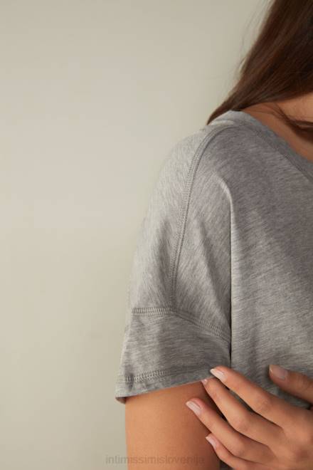 Intimissimi ženske 031-svetlo siv melanž oblačila 2R8X1663 bombažna spalna srajca ultrafresh supima