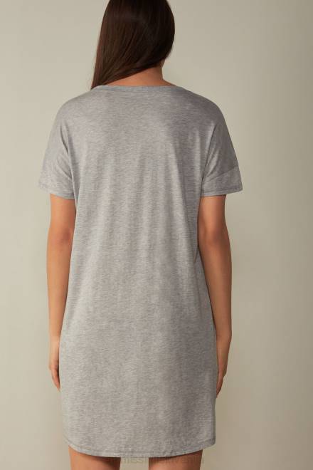 Intimissimi ženske 031-svetlo siv melanž oblačila 2R8X1663 bombažna spalna srajca ultrafresh supima