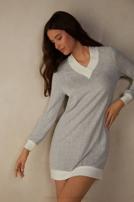 Intimissimi ženske 154j-siva melanž/prašno bela oblačila 2R8X1594 brezčasna spalna srajca dediščine