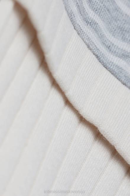 Intimissimi ženske 224j-siva melanž/vanilija bež črta oblačila 2R8X1561 sproščena nedeljska spalna srajca z dolgimi rokavi