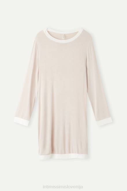 Intimissimi ženske 227j-svileno roza/pudrasto bela oblačila 2R8X1573 preprosta elegantna spalna srajca