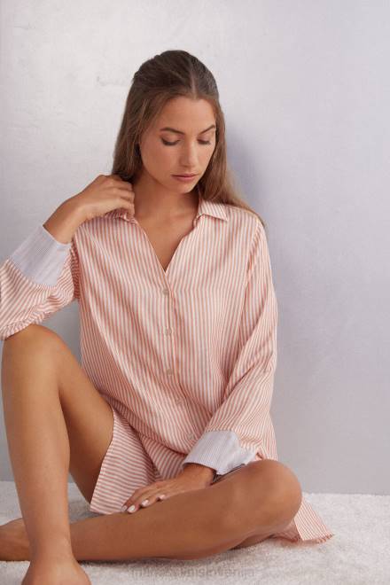 Intimissimi ženske 350j-rjave črte oblačila 2R8X1493 neskončna poletna spalna srajca na gumbe