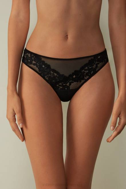 Intimissimi ženske 019-črna spodnje perilo 2R8X1043 brazilke s čudovitimi rožicami