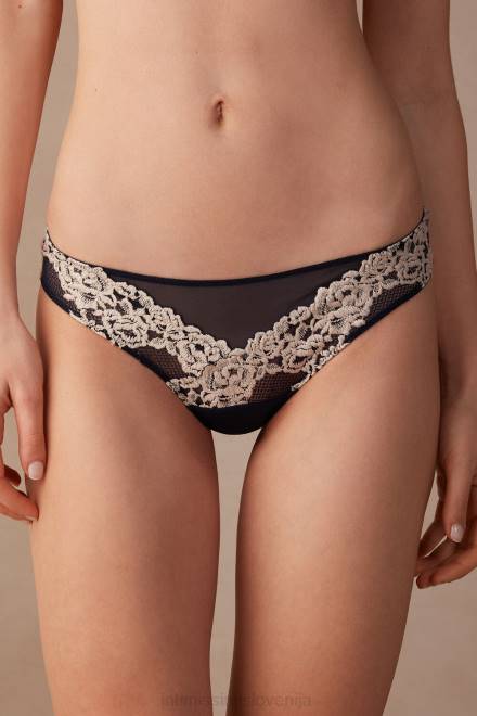 Intimissimi ženske 347i-globoko modra/vanilija spodnje perilo 2R8X1149 brazilke s čudovitimi rožicami