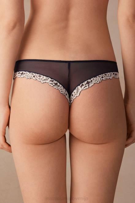 Intimissimi ženske 347i-globoko modra/vanilija spodnje perilo 2R8X1149 brazilke s čudovitimi rožicami