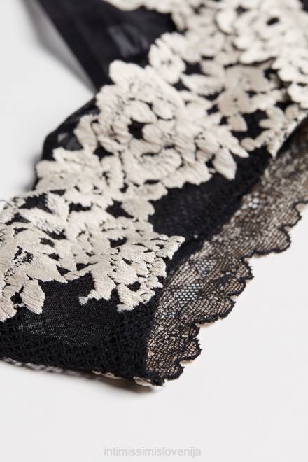 Intimissimi ženske 9887-črna/slonokoščena spodnje perilo 2R8X1166 brazilke s čudovitimi rožicami