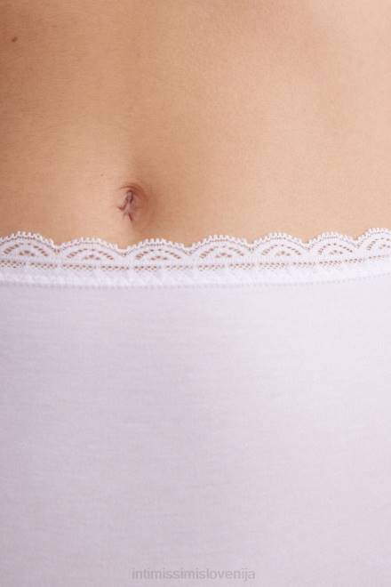Intimissimi ženske 001-bela spodnje perilo 2R8X885 francoske hlačke iz bombaža in čipke z visokim pasom