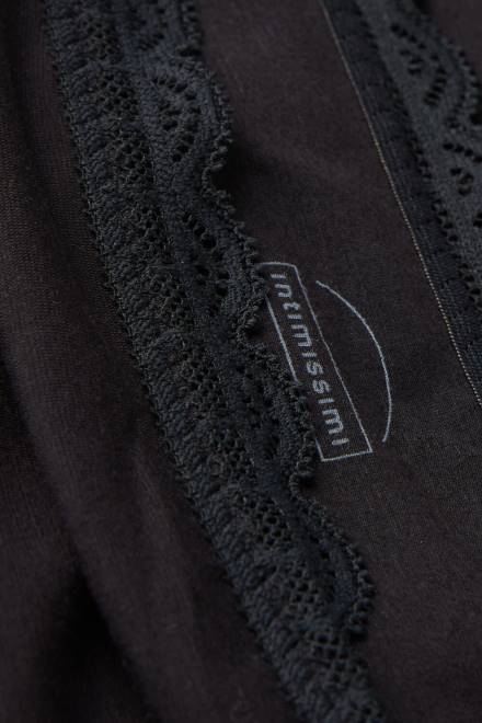 Intimissimi ženske 019-črna spodnje perilo 2R8X920 francoske hlačke iz bombaža in čipke z visokim pasom