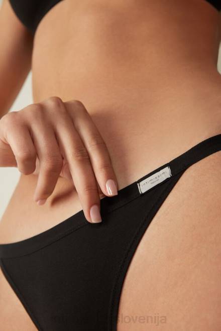 Intimissimi ženske 019-črna spodnje perilo 2R8X1112 hlačke iz naravnega bombaža s stranskimi naramnicami