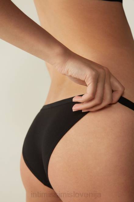 Intimissimi ženske 019-črna spodnje perilo 2R8X1112 hlačke iz naravnega bombaža s stranskimi naramnicami