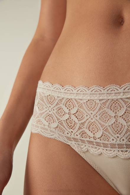 Intimissimi ženske 2280-roza svila spodnje perilo 2R8X1073 kratke hlače z visoko postavo iz čipke in bombaža