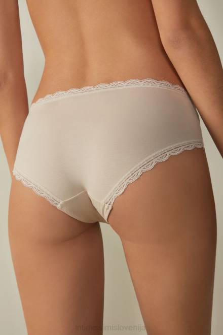 Intimissimi ženske 2280-roza svila spodnje perilo 2R8X1073 kratke hlače z visoko postavo iz čipke in bombaža