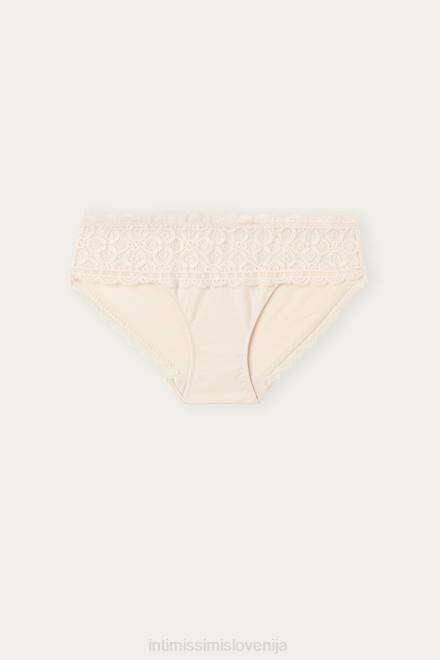Intimissimi ženske 2280-roza svila spodnje perilo 2R8X1073 kratke hlače z visoko postavo iz čipke in bombaža