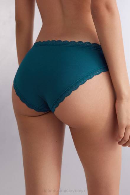 Intimissimi ženske 346j-teal modra spodnje perilo 2R8X900 bombažne in čipkaste hlačke