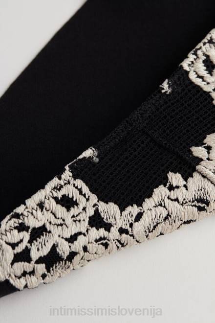 Intimissimi ženske 9887-črna/slonokoščena spodnje perilo 2R8X1148 brezšivne bombažne hlačke s čudovitimi rožicami