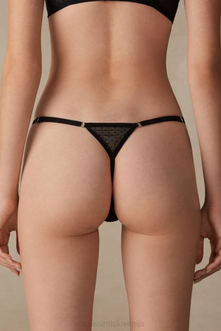 Intimissimi ženske 019-črna spodnje perilo 2R8X1007 čas za sijaj tangice s stranskimi naramnicami