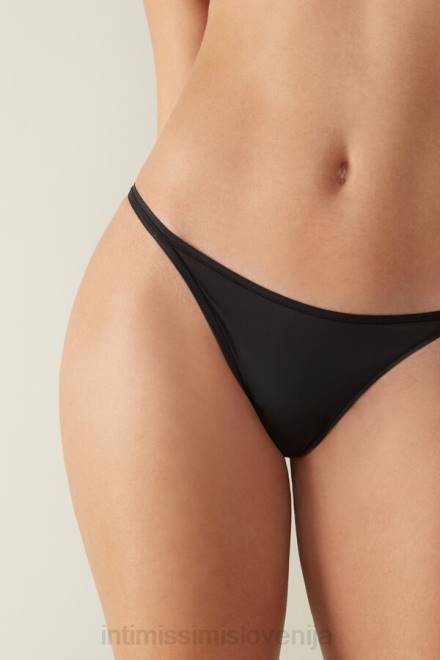 Intimissimi ženske 019-črna spodnje perilo 2R8X1102 ultralahka vrvica iz mikrovlaken s stranskimi naramnicami