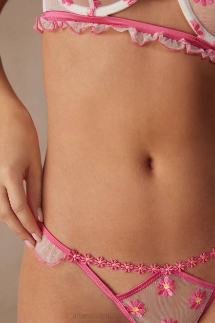 Intimissimi ženske 239j-fuksija/prašno bela spodnje perilo 2R8X937 sladke kot marjetice tangice v stilu 80. let