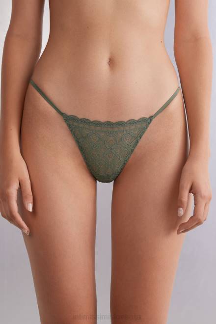 Intimissimi ženske 344j-žalvija zelena spodnje perilo 2R8X909 čipkaste tangice s stranskimi naramnicami